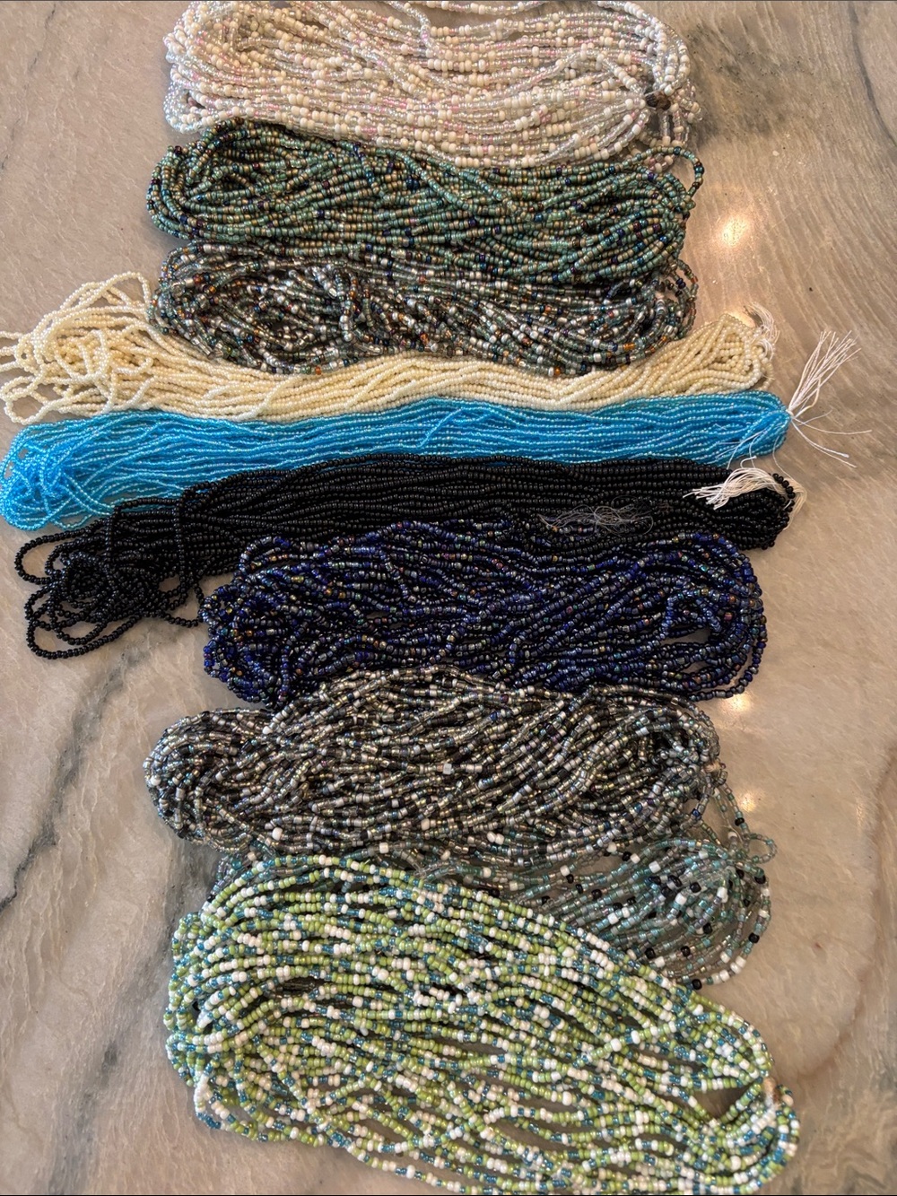 10 Hanks of Seed Beads  ocean colors  bead lot #3